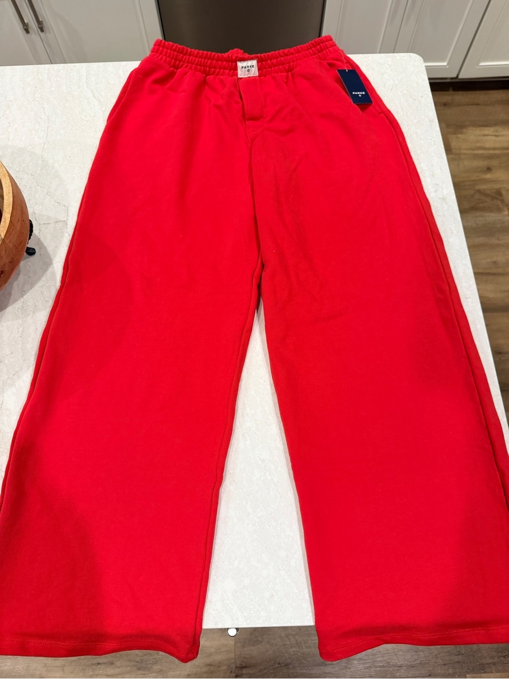Wide-Leg Red Sweatpants with Elastic Waist